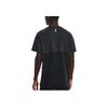 Under Armour Logo Patch Striped Crew Neck Short Sleeve T-Shirt Men T-Shirts Black 1376516-001