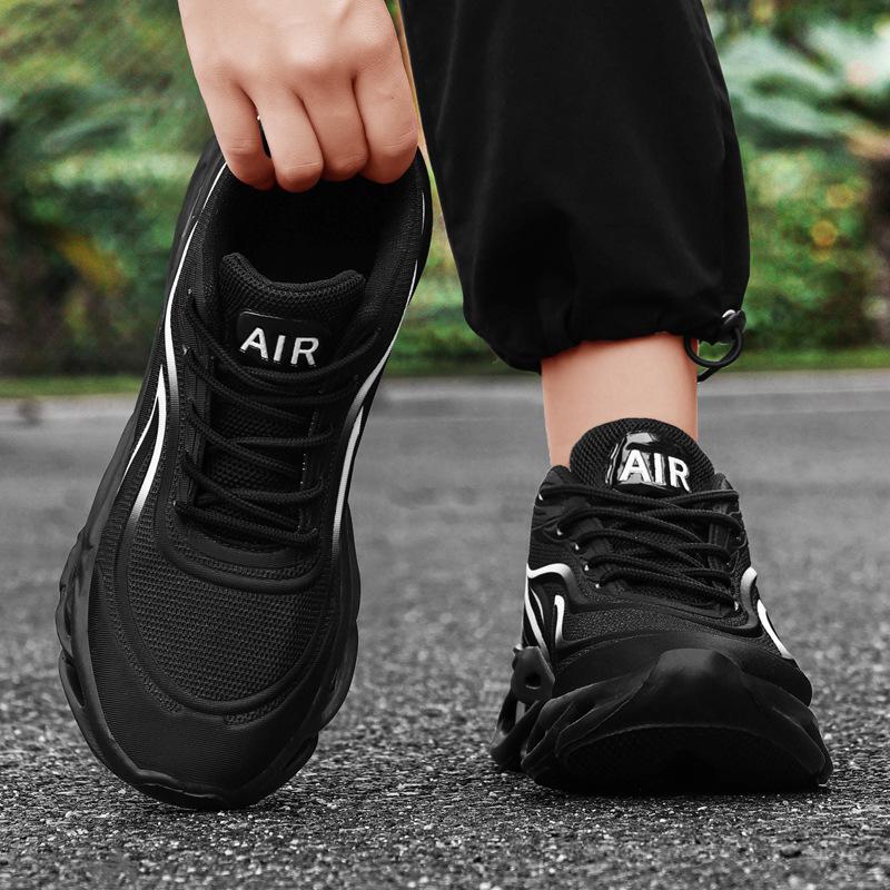 Pantofi Casual Trendy de Toamnă: Adidași Sport Versatili, Respirabili, cu Design Flacără, Mărimi Mari, Înălțători, din Plasă, în Patru Culori.
