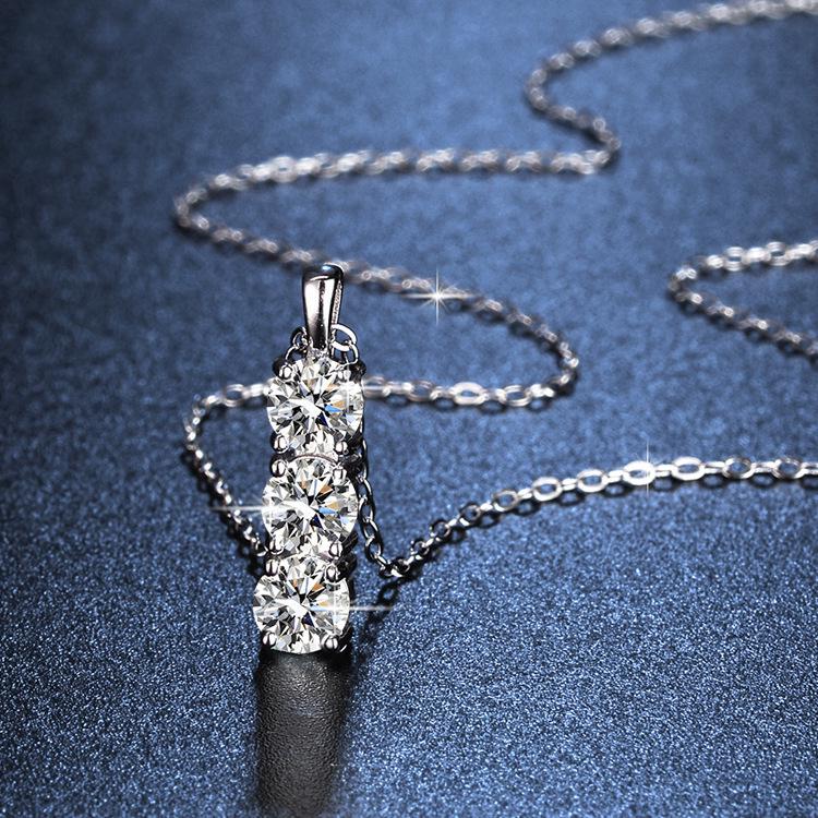 Elegant Versatile Long Pendant Necklace with Inlaid Diamonds - Women's Fashionable European and American Style