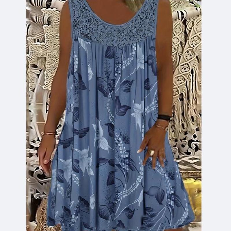 

Women Plus Size Sleeveless Maxi Dress with Round Neck - Loose -Line Dress XL серый