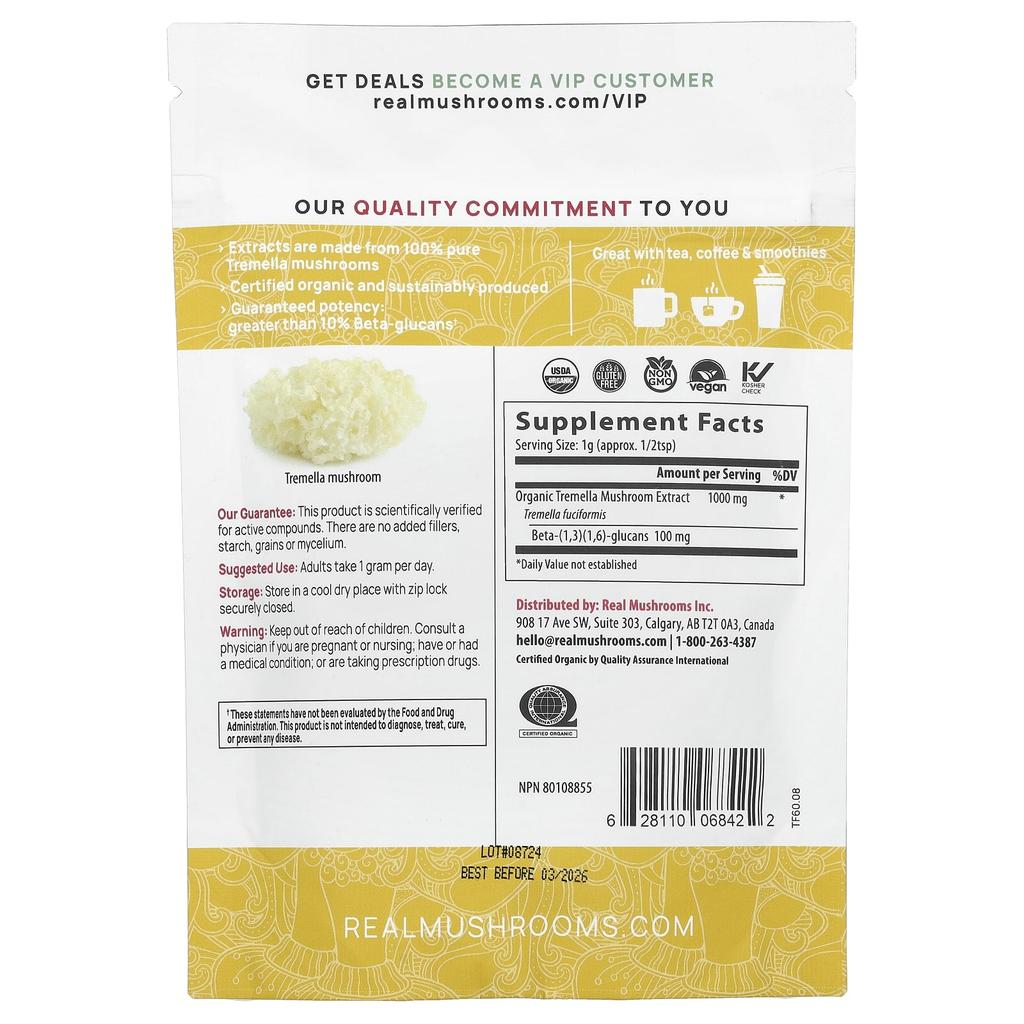 White Mushroom, Organic Mushroom Extract Powder, 60G(2.12Oz)