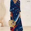Plus Size Women V Neck 3 4 Sleeve Maxi Dress Trendy Soft Street Outfit