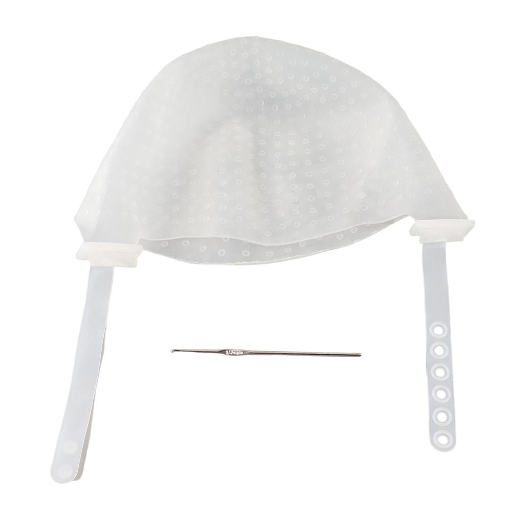 Hair Coloring Highlighting Hat Silicone Reusable DIY Hair Dyeing Hat Tool for Beauty Salon White