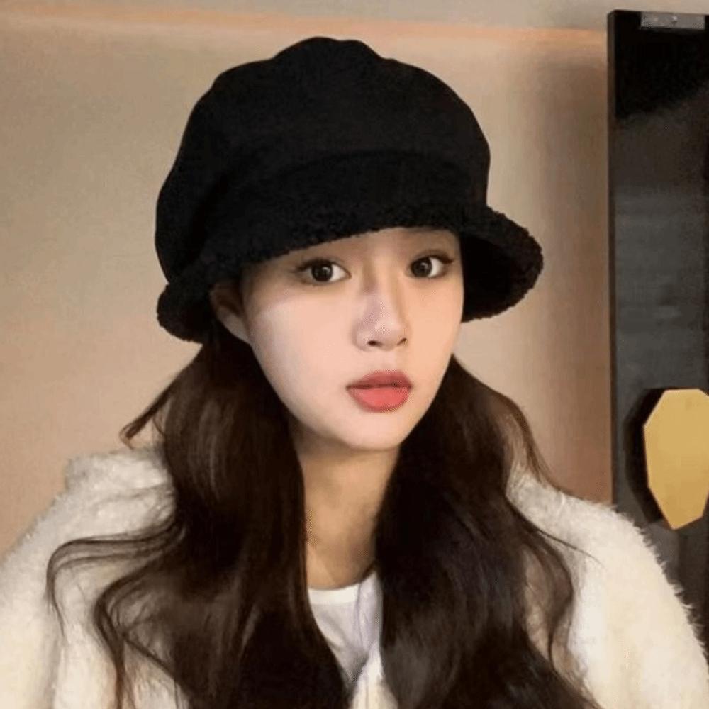 Classic Women Basin Cap Ear Protection Leisure Bucket Hat Autumn Winter Plush Beret Hat Outdoor