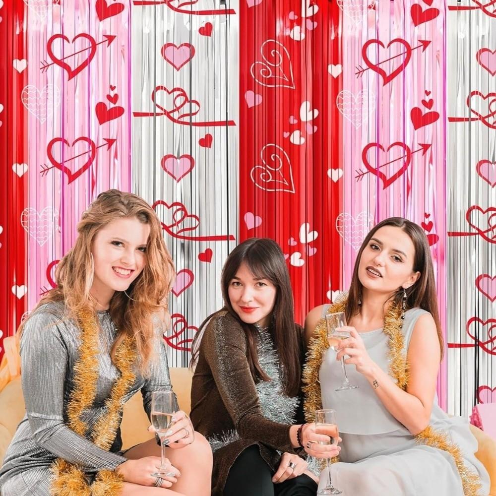 Love Heart Valentine's Day Party Backdrop Plastic Party Curtain Wall Decor  Home Room