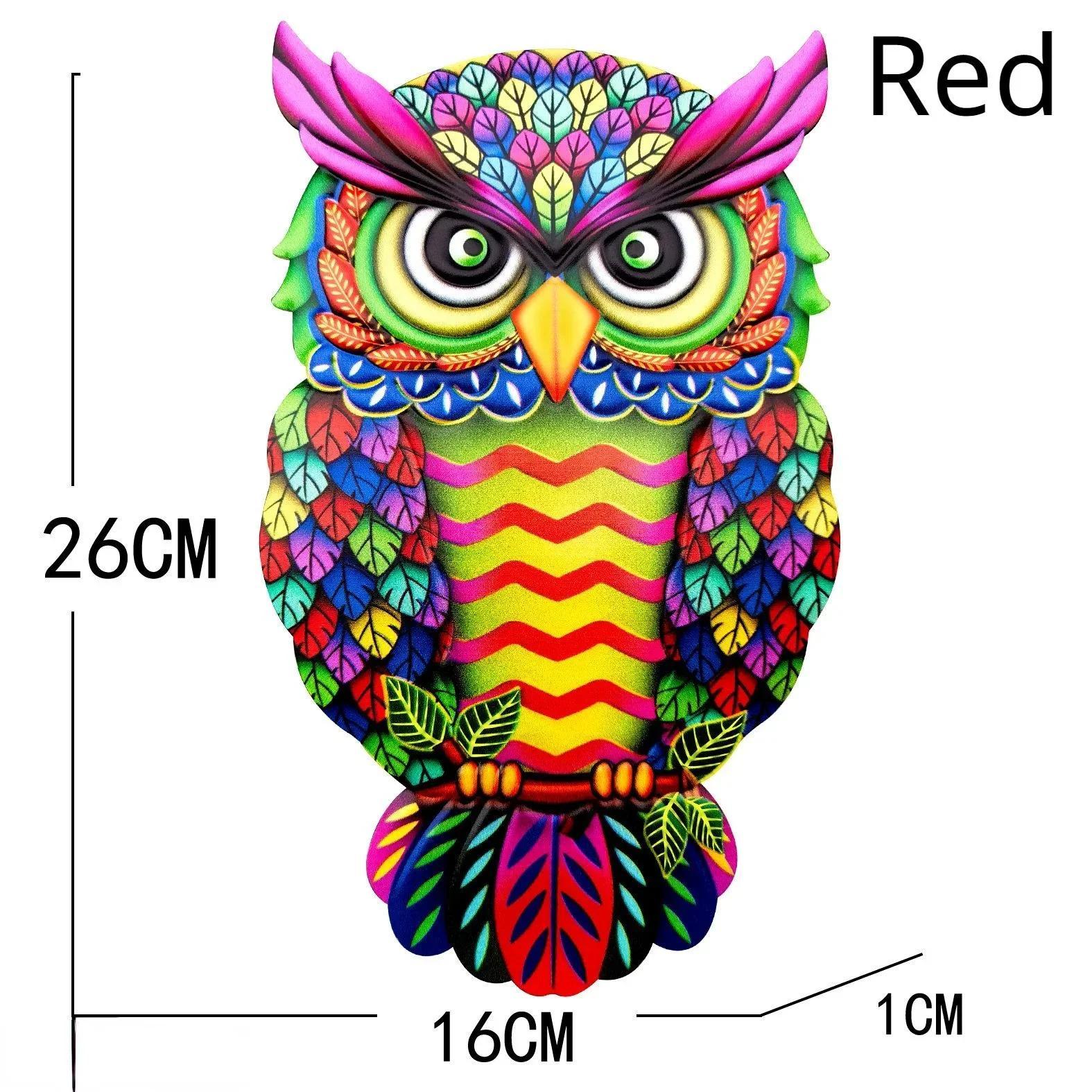 

4 Colors Owls Hanging Ornament Pendant for Indoor Outdoor Home Garden Metal Art Owl Wall Decor Colorful Iron Art Owl Sculpture красный