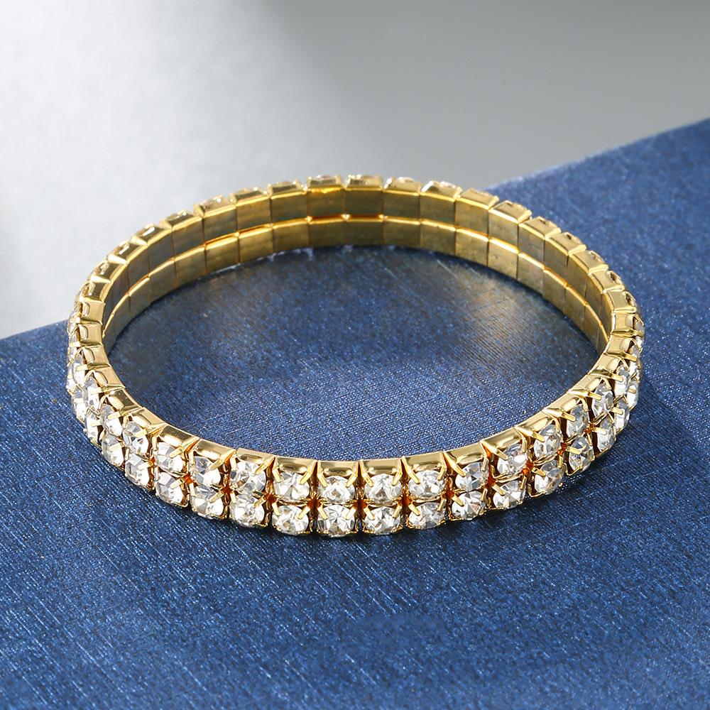 Hot Stretch Bracelet Fashionable Full Diamond Single Row Bracelet Bride Diamond Set Multi Row Diamond Flash Diamond Chain
