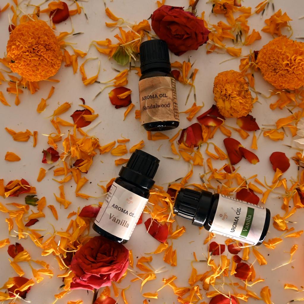 Floryn Decor Aroma Oil For Home Fragrance | Fragrance Aroma Oil (Lavender, Lemongrass, Rose, Jasmine, Sandalwood and Vanilla) - Set of 6 (15 ML Each)