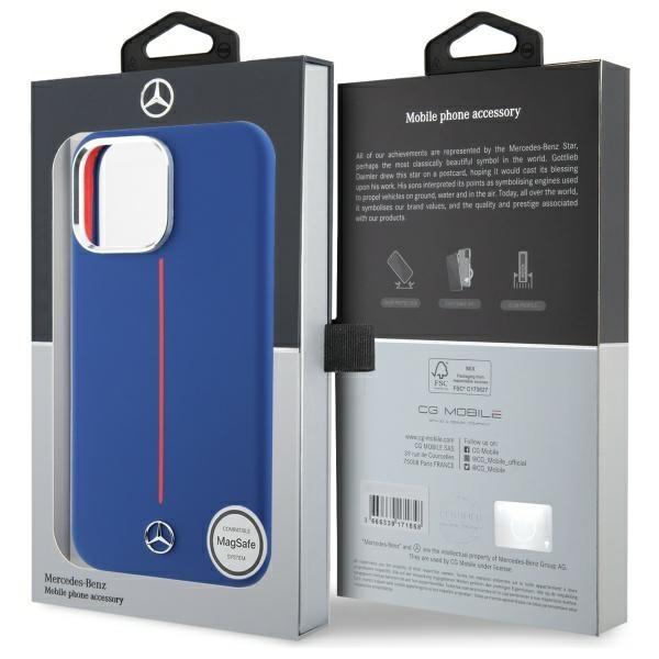Mercedes Mehmp16X23Sumrv Iphone 16 Pro   Max 6.9 Granatowy/Navy Hardcase Silicone Red Stripe Magsafe
