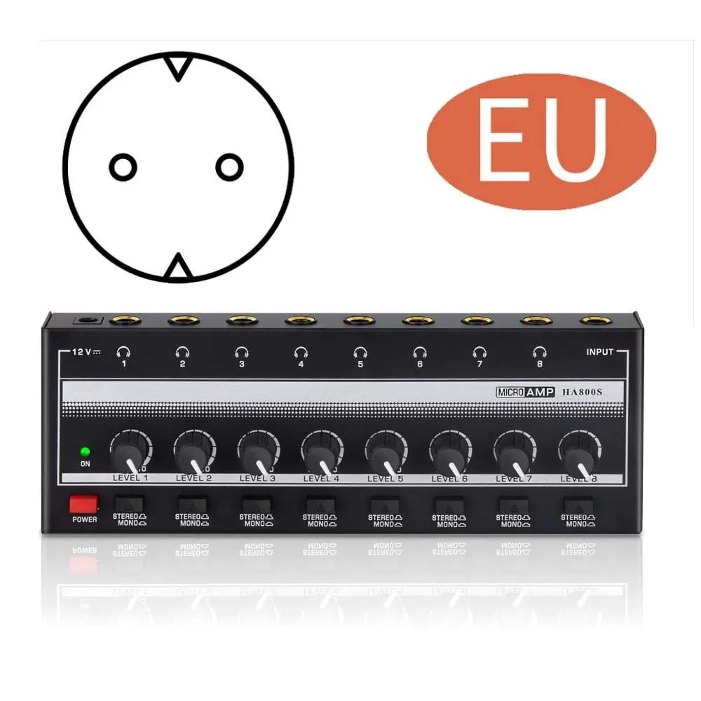 8 Channels Mini Headphone Amplifier Ultra-Compact Stereo Audio Amplifier with Power Adapter Earphone Splitter