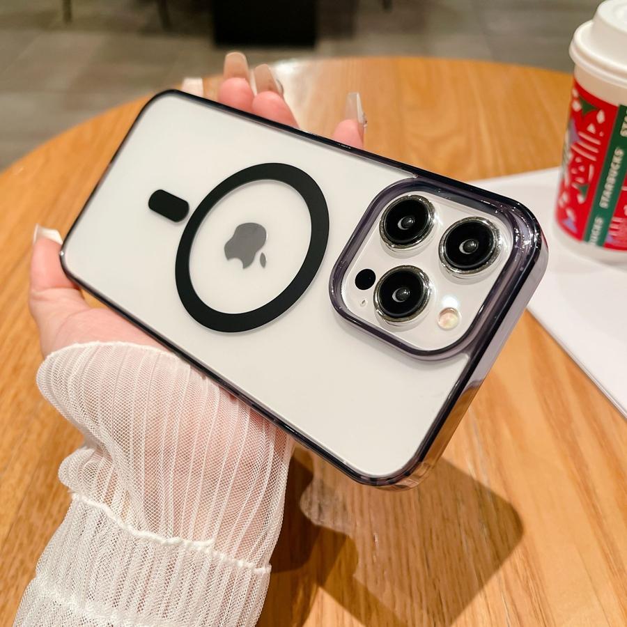 Frosted Magnetic Wireless Charging Phone Case for iPhone 16 Pro Max 16 Plus 16 iPhone 15 14 13 12 11 XR Translucent Colored Frame Shockproof Cover
