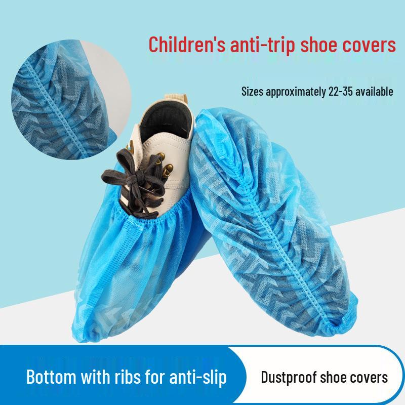 Thickened Non-Woven Disposable Shoe Covers - Extra Large, Full Elastic Fit for Adults and Children