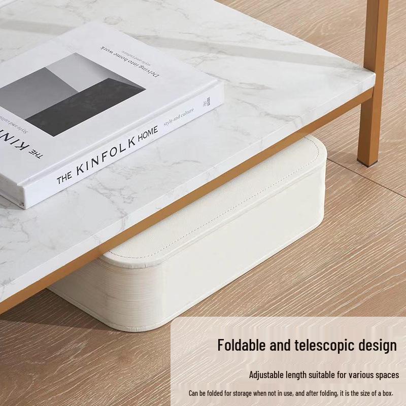 Folding Telescopic Accordion Paper Stool with Leather Cushion