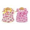 Cute Strawberry Pattern Dog Dress Ruffle Sleeveless Princess Dress with Bow Summer Breathable Puppy Outfit for Small Dogs Cats