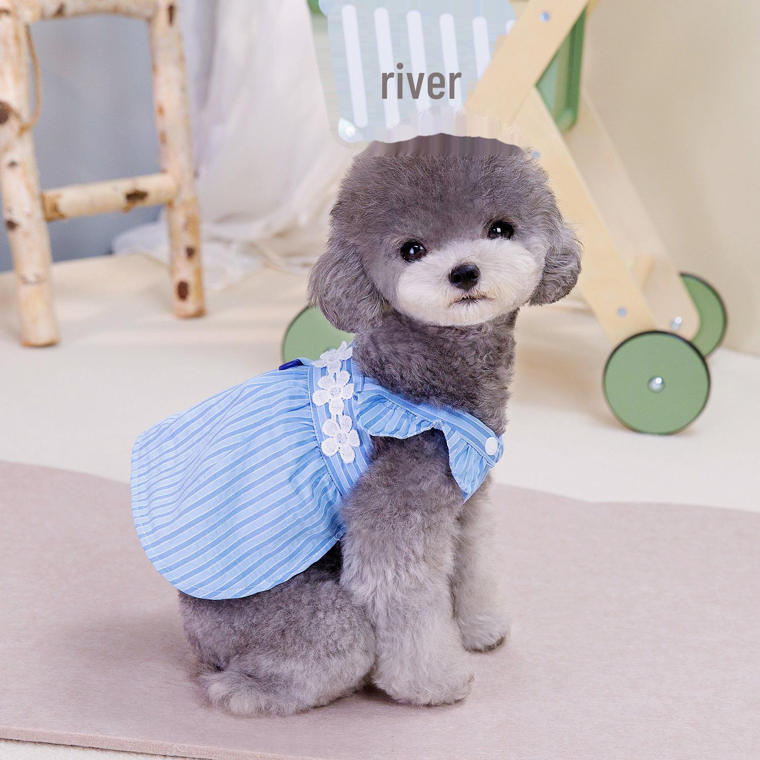 

Платье для кукол в полоску «Щенок и кошка» – весенне-летний наряд принцессы для домашних животных для бишона, тедди M (4-6 lbs)