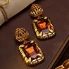 Vintage Geometric Sugar Crystal Earrings With Palace Style Elegant Temperament High Grade