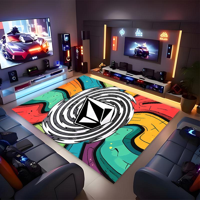 1pc V-VOLCOM LOGO5 Print Area Rug - Soft, Washable Non-Slip Indoor Mat for Office Chairs, Living Room, Home Office Decorative Rug