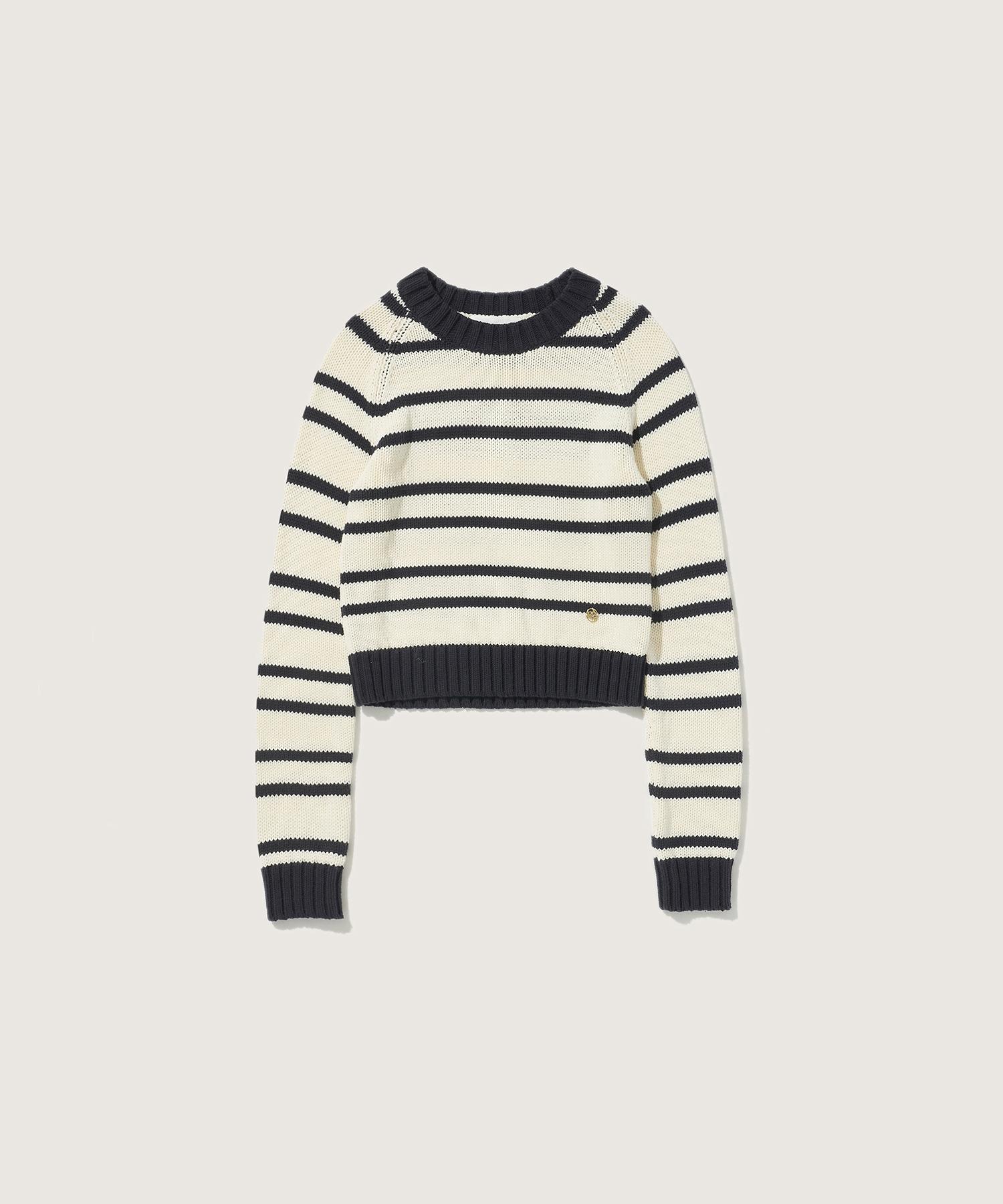 Plack Woman Striped Raglan Knit Ivory O/S/Free