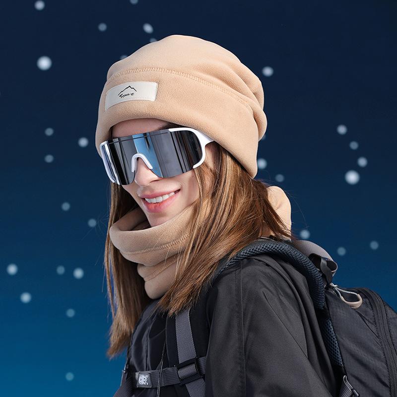 Winter Hat Scarf Suit Velvet Warm Ear Protection Cap Men Women Outdoor Cycling Coldproof Cap
