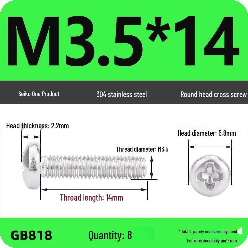 Phillips Pan Head Machine Screws, 304 Stainless Steel, Sizes M1-M10