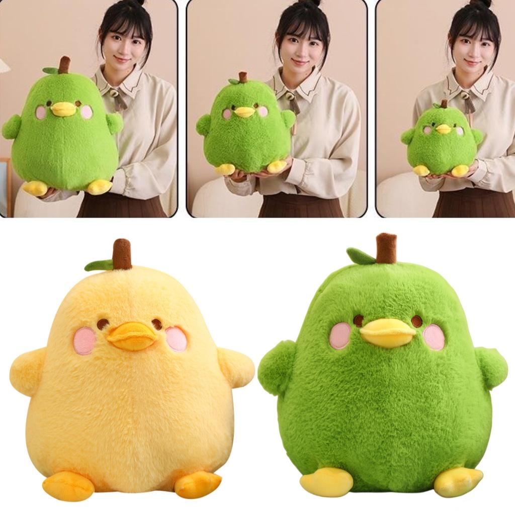 Funny Duck-shaped Plush Toy Pillow For Stress Relief Yellow And Green Pear Duck Design 20cm/30cm/40cm
