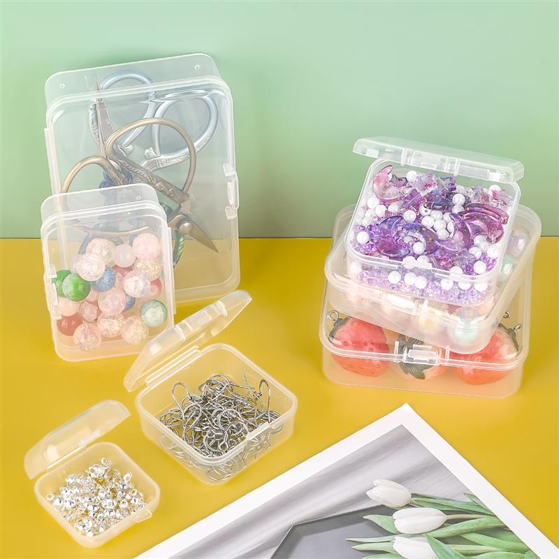 10Pcs PP Storage Box Mini Transparent Plastic Case Container Square Rectangle Packaging Box For Jewellry Beads Small Items