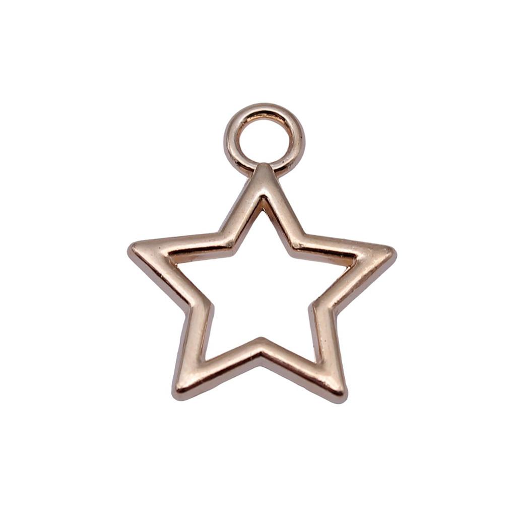Nested Star Charms Multi Color Alloy Pendants For Double Star Themed Jewelry