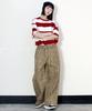 Deumakeu Side One-Pleat Leopard Real Wide Pants Camel