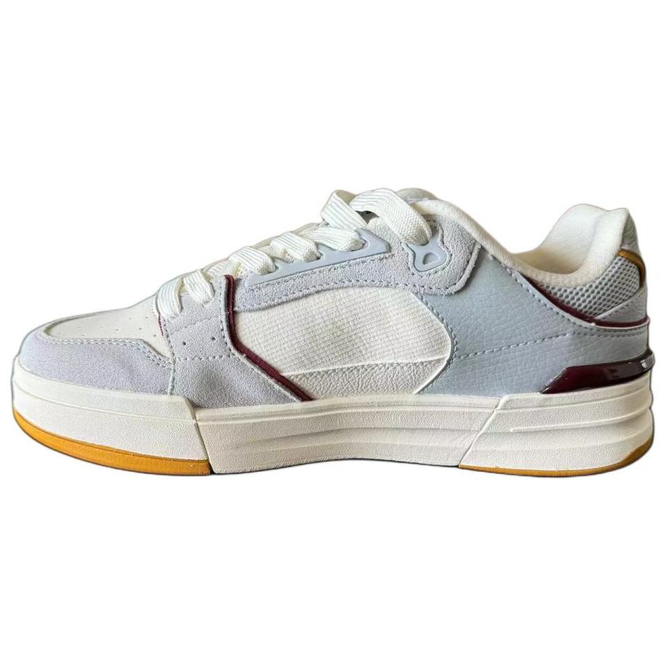New Anta Street Play Series Slip Resistant And Breathable Low Top Skateboard Shoes Men's White Gray Yellow 112438052-6