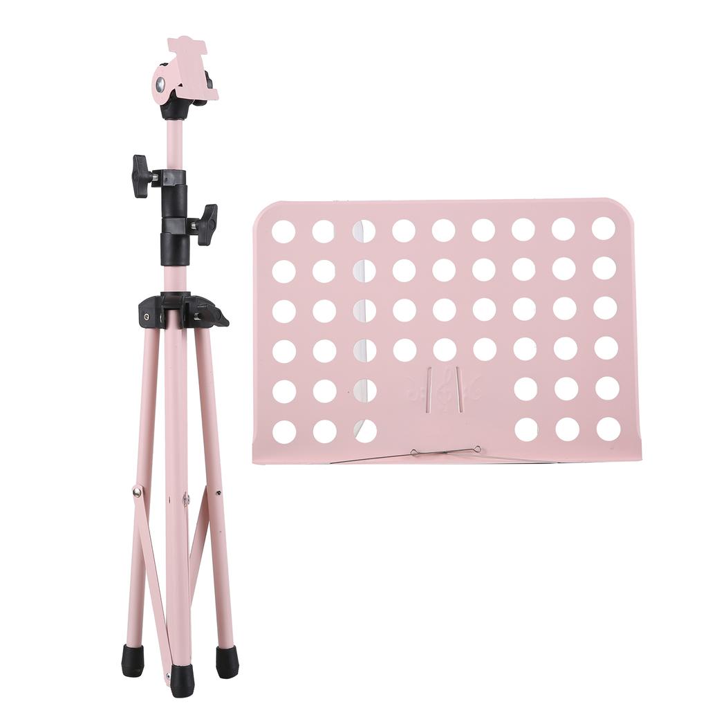 Portable Metal Music Stand Detachable Musical Instruments for Piano Violin Guitar Sheet Music Accessaries Black/Pink