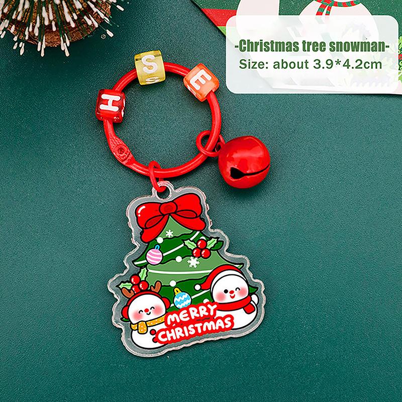 1/6Pcs 2D Christmas Keychain Cute Diy Bag Decoration Accessories High-Value Christmas Tree Keychain Pendant Festival Gift