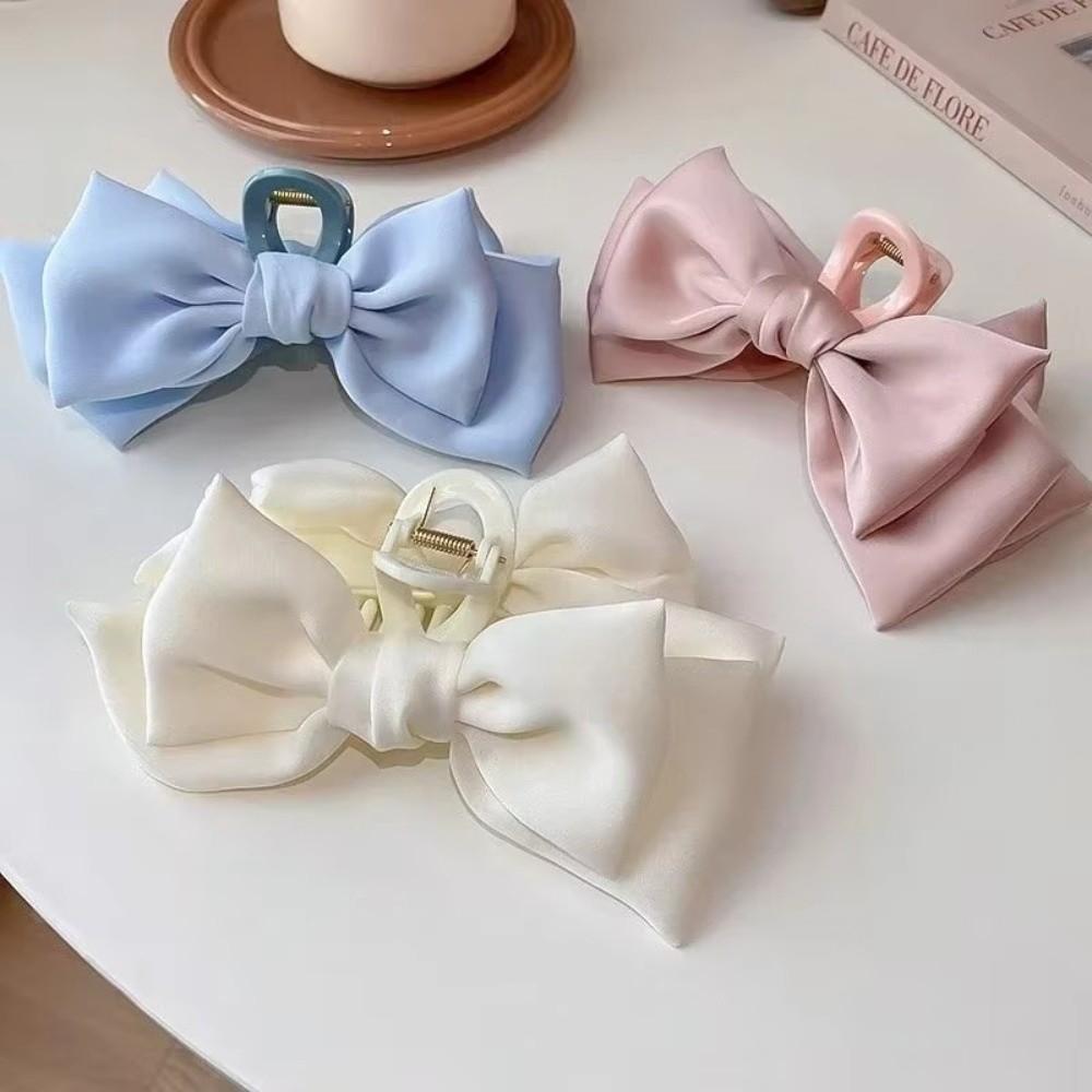 Multifunctional Women Bow Hairpin Solid Color Shark Clip Gifts Girls Headwear