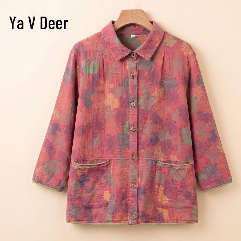 Yalu Women s Floral Print Cotton Shirt 5XL