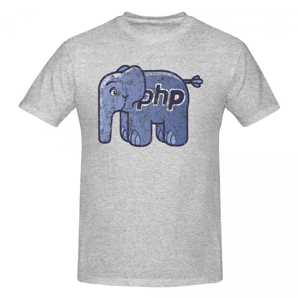 Unisex Vintage PHP ElePHPant Logo Funny Programmer T Shirt Streetwear Oversized Oneck Cotton Short Sleeve Custom T Shirts For Unisex