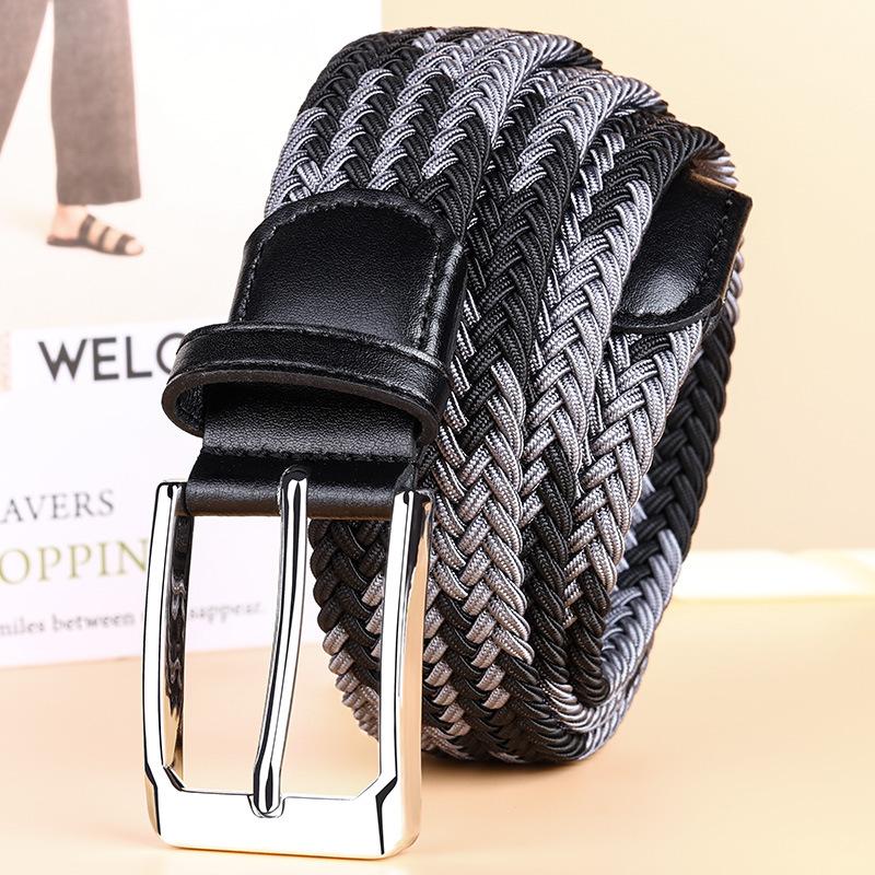 

Новый женский высококачественный модный вязаный ремень с пряжкой, мужской деловой тренд, повседневный тканый перфорированный свободный дышащий джинсовый ремень 105CM