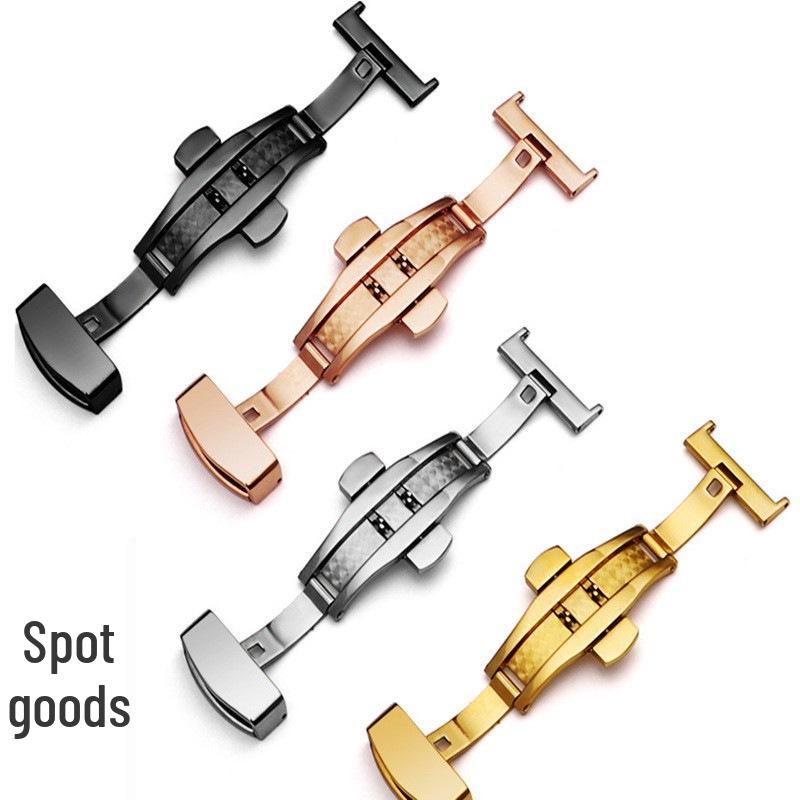 

Застежка-бабочка из нержавеющей стали с двойной кнопкой 22mm Butterfly Clasp (Black)