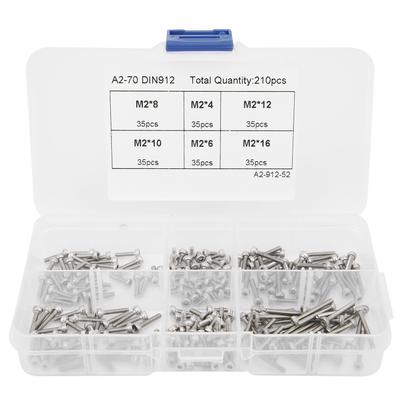 210 Stück Innensechskantschraube 304 Edelstahl Hardware Zubehör Box-Set M2