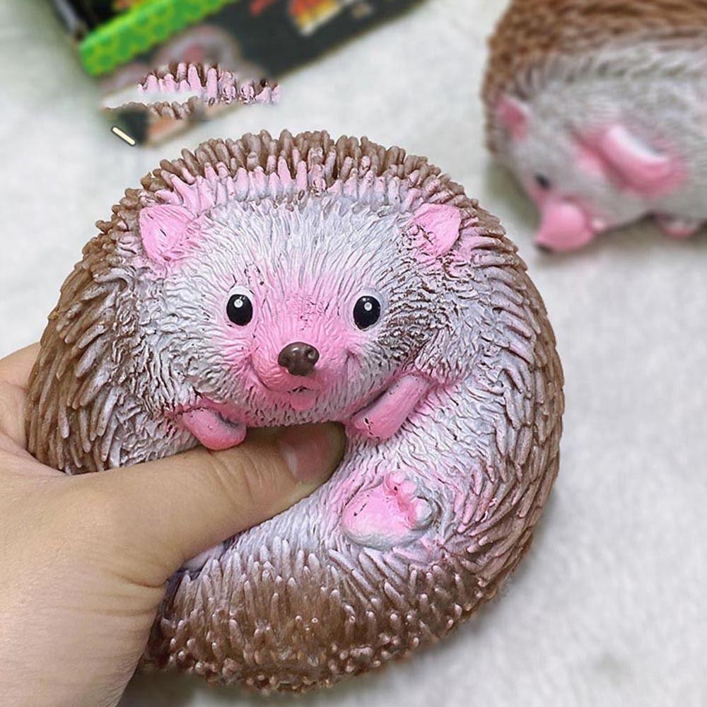 

TPR Cartoon Hedgehog Decompression Toys Quick Rebound Kawaii Grip Training коричневий