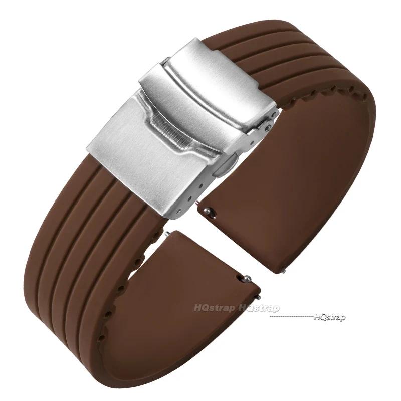 Silicone Rubber Watch Strap Deployment Buckle Band 18mm 20mm 22mm 24mm for Omega Watch Replace Strap for Seiko Sport Straps