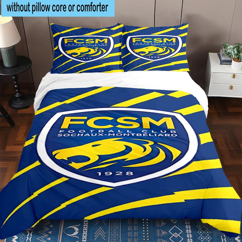 3PCS Fcsm Football Club Emblem Bedding Set,Including 1pc Duvet Cover And 2pcs Pillowcases Perfect for Bedroom, Dormitory, Fan Christmas Gift