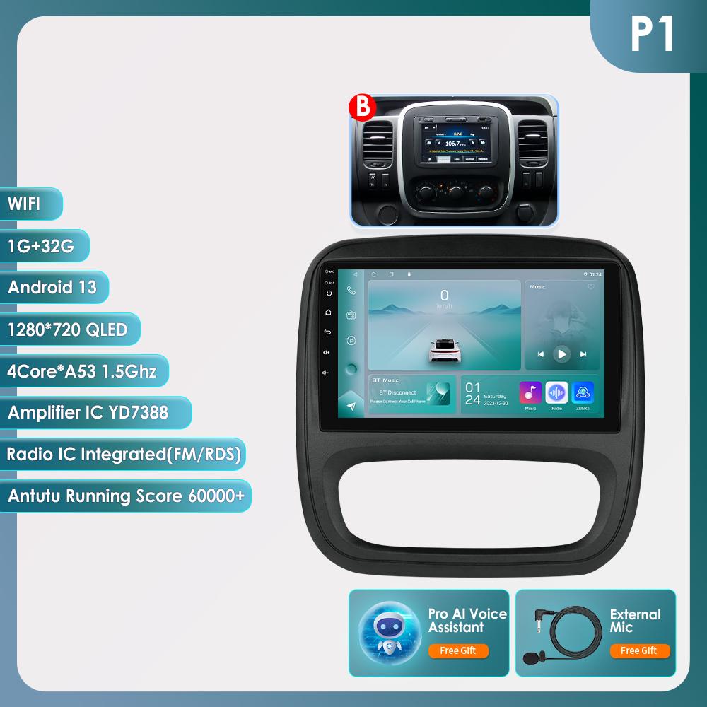 Hizpo 4G AI Hlasové Android Auto Rádio Pro Renault Trafic 3 2014-2021 Pro Opel Vivaro B 2014-2018 Carplay Auto Multimédia Inteligentní Obrazovka GPS 2din