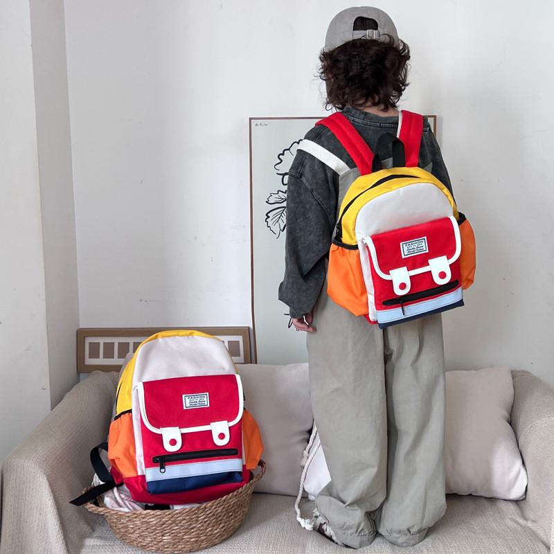 Modern Trendy Dual Color Letter Backpack For School Lightweight And Breathable Design