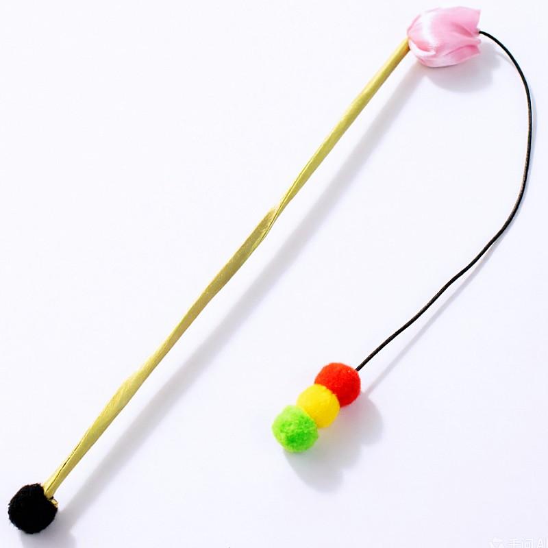 Cat Toys Colorful Flower Stick Cat Toys Interactive Wool Ball Tassel Sticks Toy for Cats Scratching Long Handle Toy Pet Products
