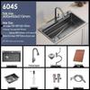 TLXT Handmade 304 Stainless Steel Kitchen Sink with Pull-out Faucet