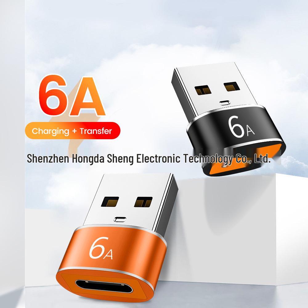 USB To Type-C Male To Female Charger, 6A Mobile Phone Adapter & USB-C Port Converter
