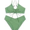 Solid Tie Side Sexy Two Piece Bikini Swimsuit Comfortable Elegant For Summer Vacation