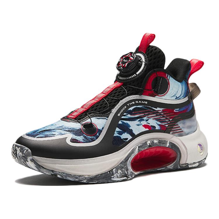 Anta Kids Synthetic Leather Comfortable Shock Absorption Non-Slip Wear-Resistant Basketball Shoes Kids Basketball Shoes Black Blue Red 312411109-1