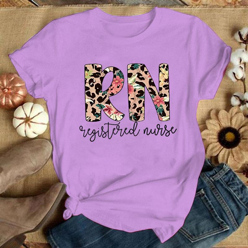 Moda Dia Internacional dos Enfermeiros RN Enfermeira Registrada Estampa Camiseta Gráfica Unisex Moda Casual Camiseta de Manga Curta