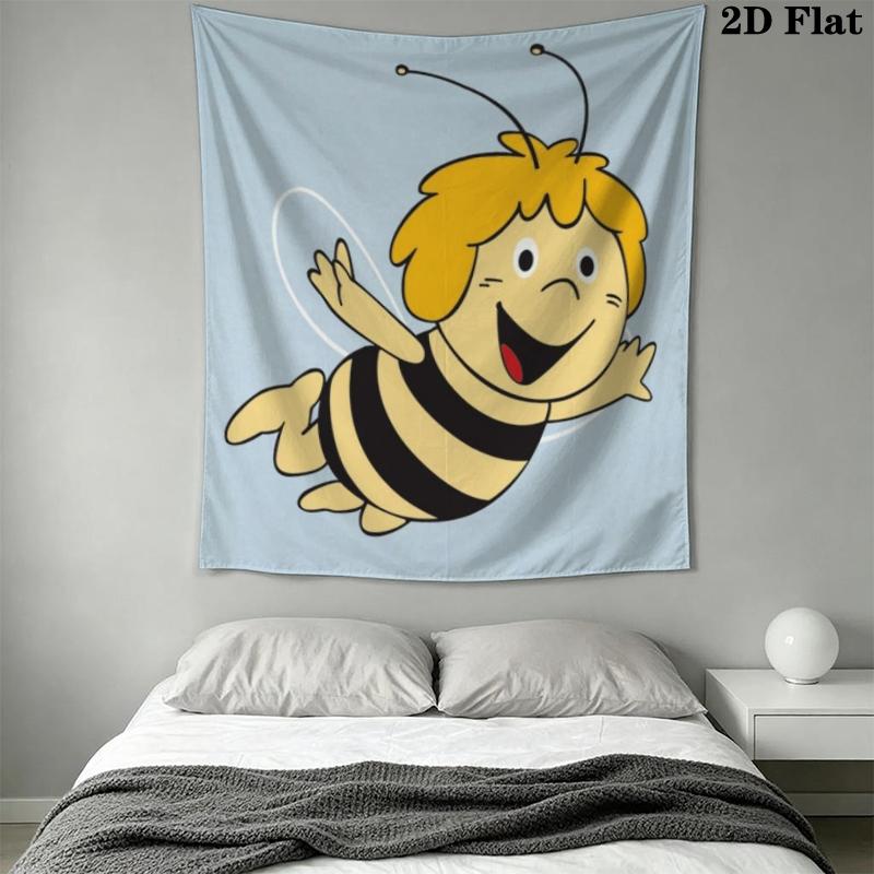 Bees and Maya Wall Tapestry Aesthetic Wall Hanging Printed Fabric Blanket Decorative Tapestries for Bedroom Living Room Home Decor