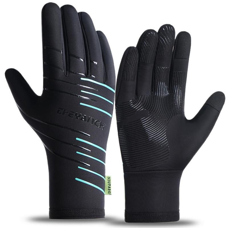 Men s Winter Cycling Gloves - Velvet Lined, Fingerless, Extended Wrist, Touchscreen Compatible Medium